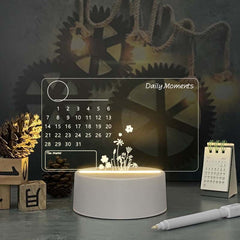 Acrylic Calendar Memo Board with LED Night Light